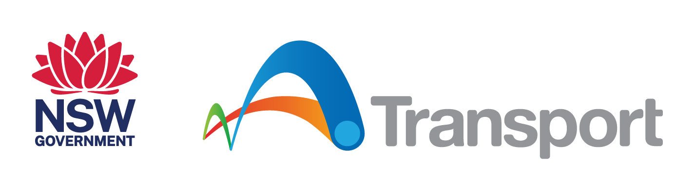 NSW government waratah logo along side Transport logo